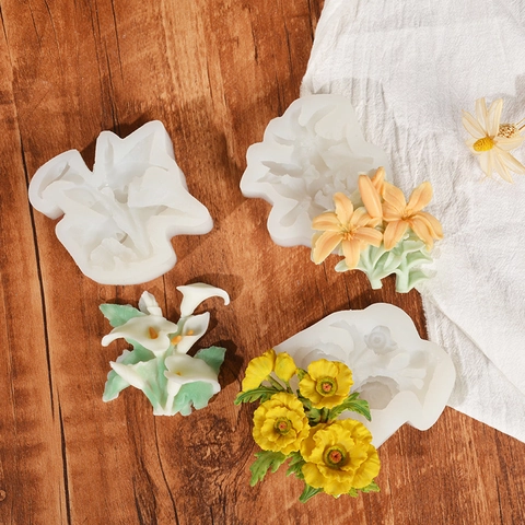 Stampo In Silicone Fiore 3D Floreale DIY Pietra Diffusore Gesso Sapone Candela Forma Giglio Tulipano Rosa Flessibile