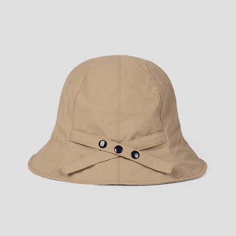 Nylon Bucket Hat Women Lightweight Fast Dry Sun Protection Wide Brim Adjustable Basin Hat Snap Button Decor Minimalist