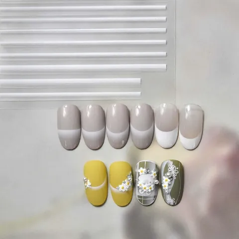 French Gradient Nail Art Stickers Adhesive 3D Manicure Decoration Thin Flexible DIY Salon Style For Women