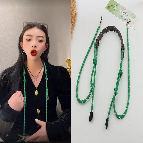 Cadena Trenzada Ajustable Para Gafas Con Conector De Cuero Y Hebilla De Metal Correa Para Gafas Moda