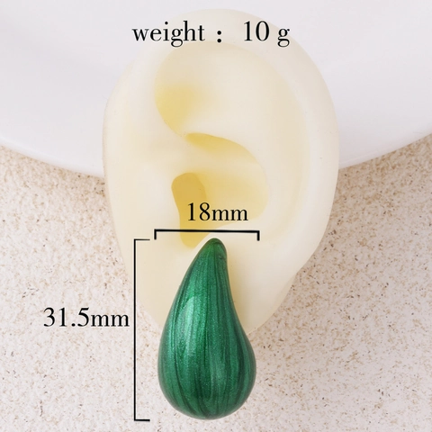 Enamel Water Drop Stud Earrings Teardrop Oil Drip Alloy Resin Fashion Jewelry For Women