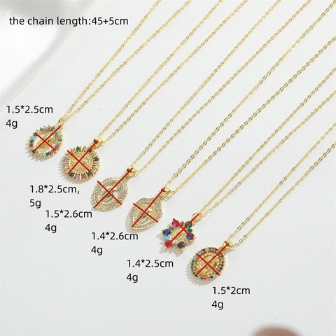 Vintage Copper Gold Plated Virgin Mary Pendant Necklace Colorful Zirconia Inlaid Religious Clavicle Chain For Women Jewelry