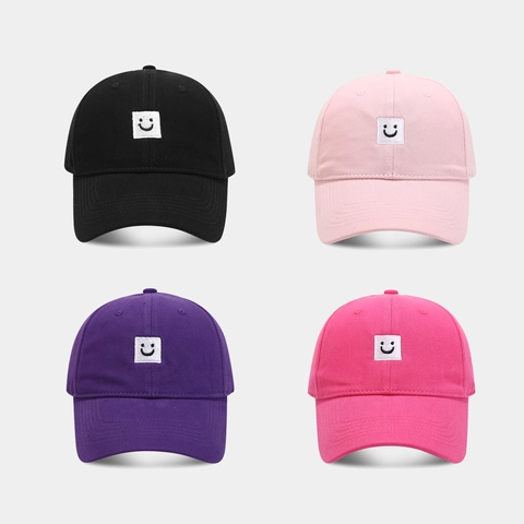 Gorra De Beisbol De Algodon Bordado Sonrisa Visera Curva Proteccion Solar Al Aire Libre Estilo Casual Sombrero Ajustable