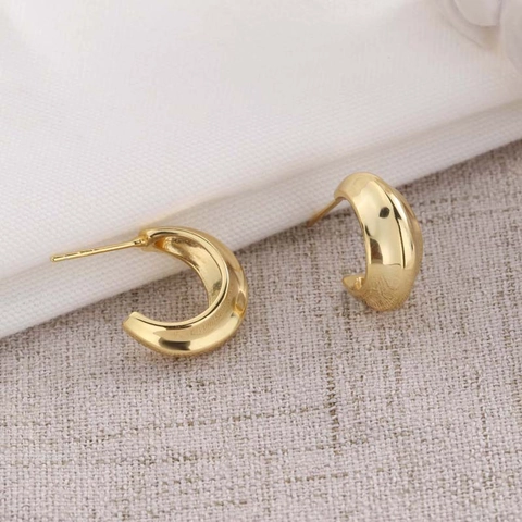 Minimalistische Chunky C-Vormige Hoops Oorknopjes 925 Sterling Zilver Geometrische Gladde Spiegelglans Sieraden Dames