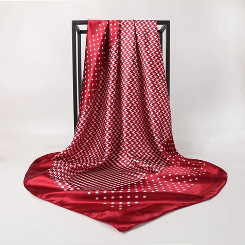 Elegante Foulard Quadrato Da Donna Satén Raso Artificiale Pois Pied-de-poule Moda Sciarpa Collo Capo