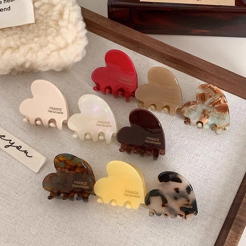 Molletta Per Capelli A Forma Di Cuore In Acetato Motivo Leopardato Tartarugato Scritte Dorate Stile Coreano Per Donna