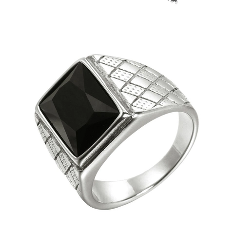 Vintage Herrenring Aus Edelstahl Mit Quadratischem Künstlichem Edelstein Luxus Punk Stil Für Unisex Täglich