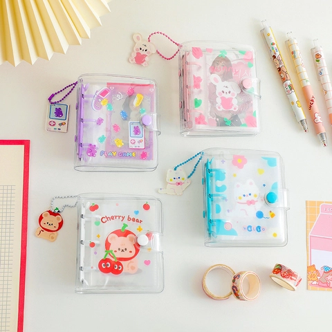 Mini Carpeta De Hojas Sueltas Álbum De Fotos PVC Transparente Colgante De Dibujos Animados Manual DIY Libro De Colección