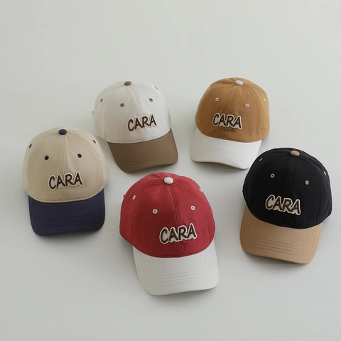 Berretto Da Baseball Per Bambini Traspirante Misto Cotone Colore A Contrasto Patch Lettera Cappello Retrò Per Ragazzi E Ragazze