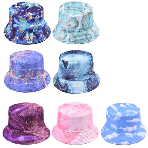 Cappello Da Pescatore Cotone Stampa Marmo Tie Dye Protezione Solare Estate Esterna Moda Hip Hop Per Uomo Donna