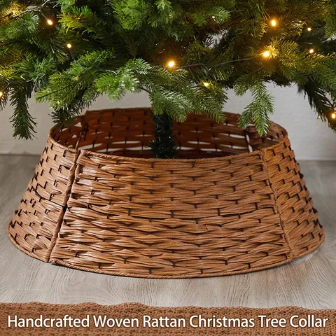 Gonna Per Albero Di Natale In Rattan Intrecciato Copertura Base Albero Rustico Vintage Decorazione