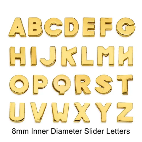 Slide Charms Alloy Alphabet Letters Golden Polish Heart Star Flower Butterfly Shape For Jewelry DIY Making