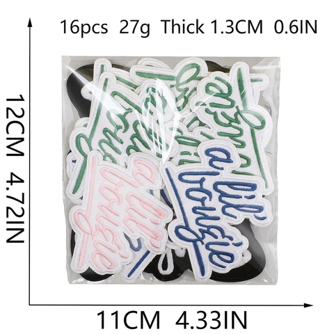 A Lil Bougie Geborduurde Patch Decoratieve Strijkpatch Stoffen Badge Hart Lettering Applicatie Voor Jassen Tassen DIY Mode