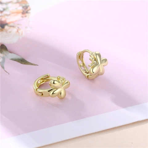 Orecchini A Cerchio Farfalla Rame Placcato Oro Cavo Stile Mori Carino Artistico Regalo Per Donne