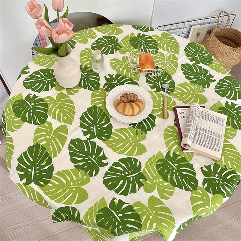 Tovaglia Rotonda Rettangolare Nordica Cotone Lino Minimalista Geometrico Monstera Resistente Al Calore Antipolvere Tavolo Da Pranzo