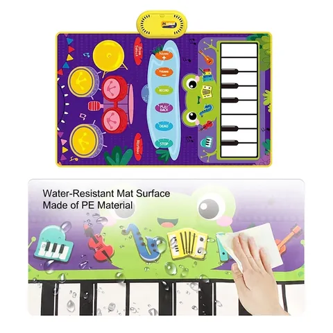 Tappeto Musicale Per Bambini Combinazione Batteria Jazz E Tastiera Pianoforte Giocattolo Educativo Con Bacchette Impermeabile