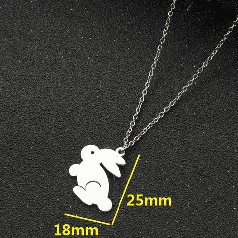 Kaninchen Anhänger Halskette Edelstahl Süße Tier Silhouette Minimalistischer Damen Schmuck Alltagspulloverkette