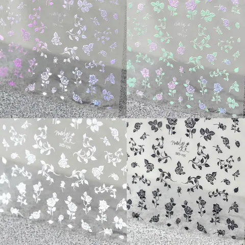 3D Embossed Nail Art Stickers 5D Relief Rose Flower Design Thin Self Adhesive Decals For Manicure Decoration