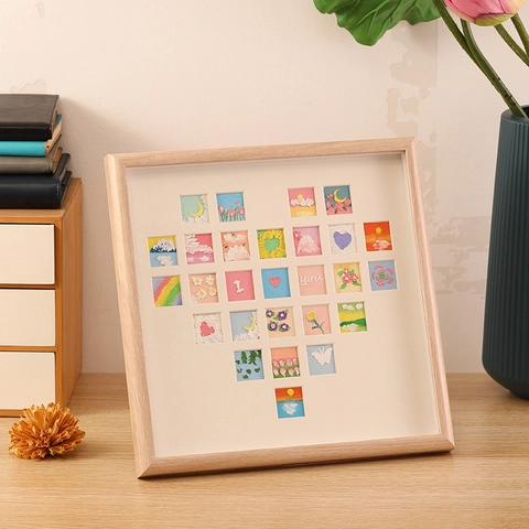Marco De Fotos Madera Moderno Forma Corazón Rejilla Múltiple Para Arte DIY Pintura Al Óleo Decoración Escritorio