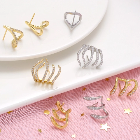 Geometrische Oorknopjes Van 18K Verguld Messing Met Micro Pave Zirkonia Mode Sieraden Voor Dames