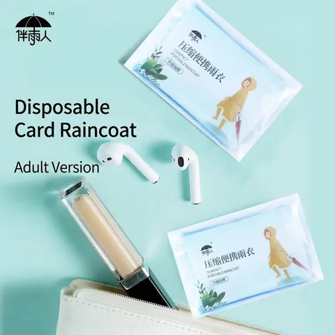 Impermeabile Carta Usa E Getta Portatile Compresso Ispessito Poncho Pioggia Con Cappuccio Abbigliamento Pioggia Emergenza Adulti Bambini