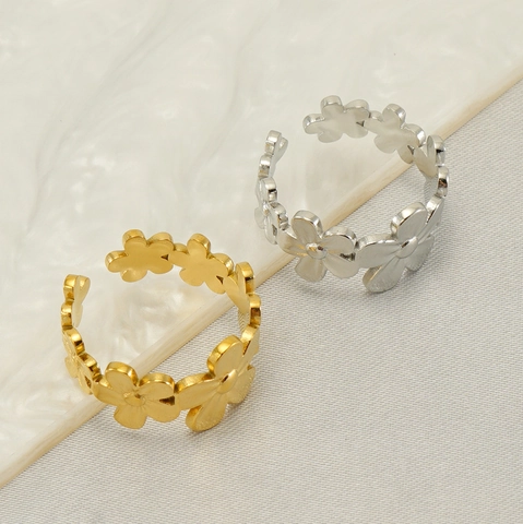 Bloem Design Ring Roestvrij Staal 18K Verguld Open Verstelbaar Holle Madeliefje Band Mode Sieraden Voor Dames