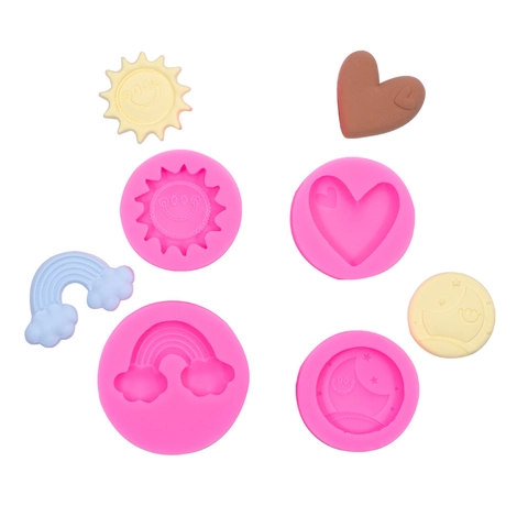 Stampo In Silicone DIY Sole Arcobaleno Luna Cuore Per Decorazione Torte Fondant Pietra Aromaterapia Gesso Artigianato