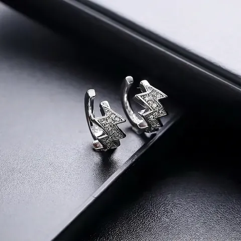 Ear Cuff Fulmine Zircone Orecchini Rame Senza Buco Unisex Gioielli Punk Gothic Minimalisti Non Richiede Fori