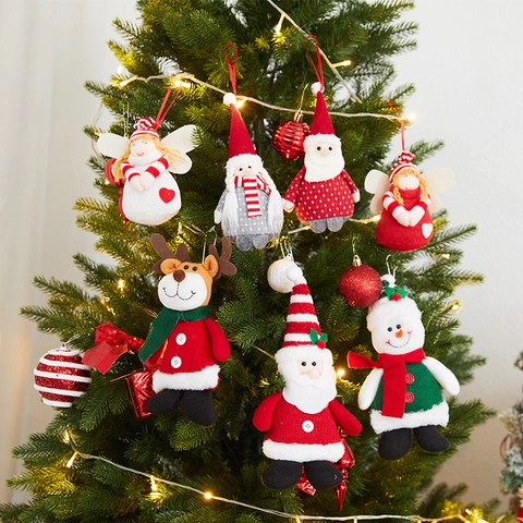 Addobbi Albero Di Natale Peluche Babbo Natale Pupazzo Di Neve Renna Angelo Bambole Maglia Arredo Festa