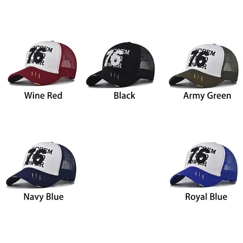 Trucker Hat Baumwolle Netzrücken Distressed Baseball Cap 76 Stickerei Retro Street Style Verstellbar Für Herren Damen