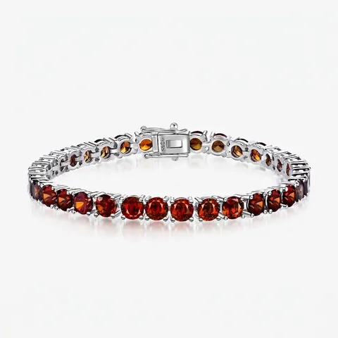 925 Sterling Silver Tennis Bracelet For Women Sparkling Rhinestone Inlaid Round Cut Red White Pink Jewelry Gift