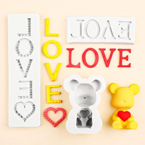 Liebe Herz Bär Silikonform Für Valentinstag Tortendekoration Schokolade Fondant DIY Basteln Backwerkzeuge