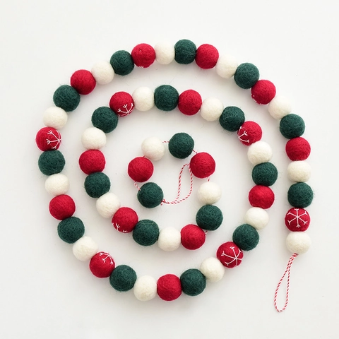 Ghirlanda Palline Feltro Lana Fatto Mano Pupazzo Neve Babbo Natale Renna Albero Natale Pendente Sospeso Ornamento Casa