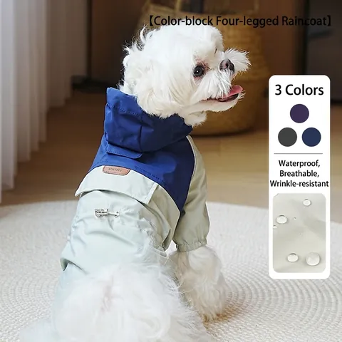 Impermeabile Cane Cappuccio Riflettente Copertura Integrale Giacca A Vento Per Animali Traspirante Regolabile Poncho
