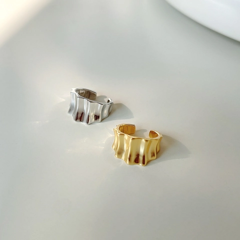 925 Sterling Silver Gear Wave Ear Cuff Minimalist Geometric Industrial Style Non Pierced Clip On Earrings For Women