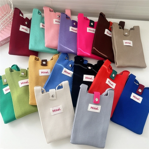 Borsa Per Cellulare In Maglia A Coste Tracolla Mini Borsetta Casual Per Donne E Ragazze