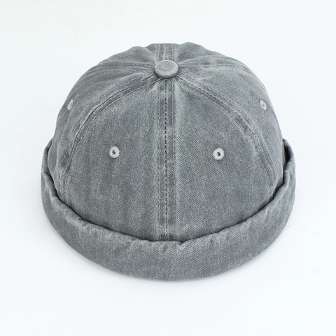 Gorro Docker Retro De Algodón Lavado Sin Ala Borde Enrollado Sombrero Miki Ajustable Streetwear Vintage Para Hombre Mujer