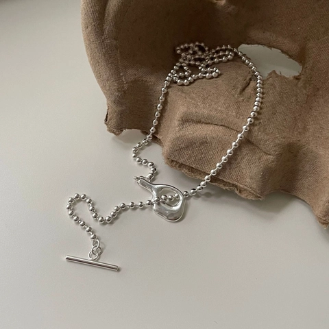 Collana A Catena Con Perline In Argento Sterling 925 Con Pendente Irregolare Chiusura A Gancio Gioielli Eleganti