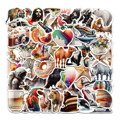 Vintage Illustration Cartoon Stickers For Laptop Luggage Waterproof PVC Decorative Decals For Scrapbooking Phone Case