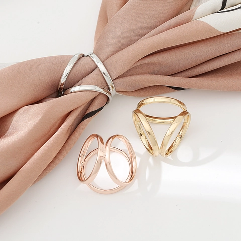 Scarf Ring Buckle Alloy Geometric Cross Design Elegant Shawl Knot Clothing Accessories For Women