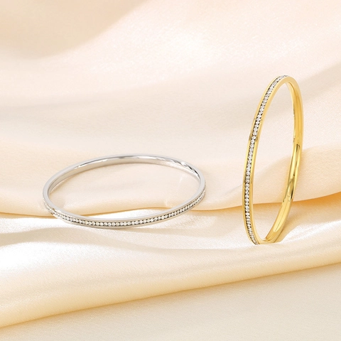 Brazalete De Acero Inoxidable Para Mujer Con Diamantes De Imitación Brillantes Joyería De Lujo Minimalista