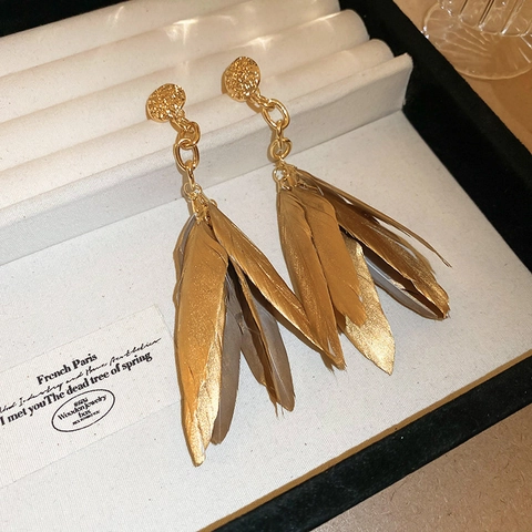 Βοημίας Σκουλαρίκια Με Φτερά Vintage Alloy Ethnic Κρεμαστά Κοσμήματα Για Γυναίκες Με Ασημένιο Κούμπωμα