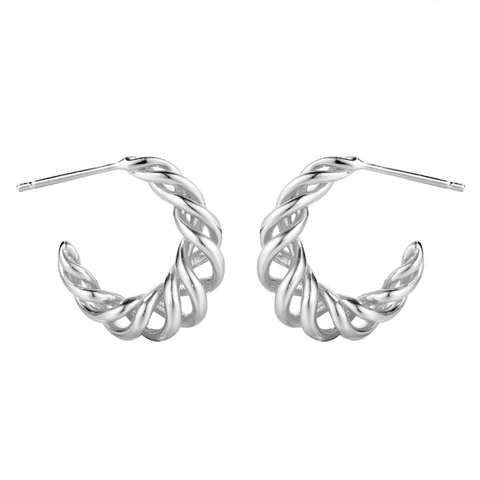Gedrehte Gewebte Creolen Mit 925er Sterlingsilber Ohrstecker Minimalistische C-Förmige Retro Schmuck Für Damen