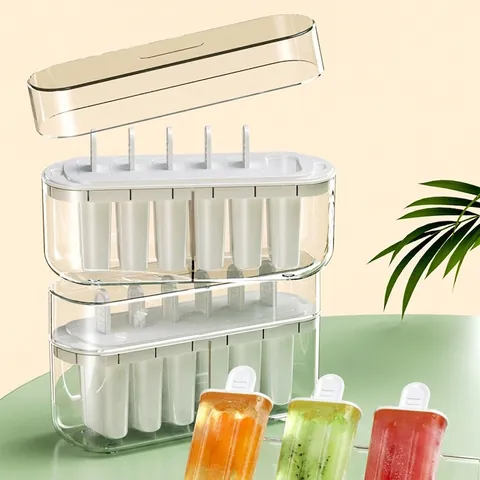 Stampi Per Ghiaccioli Domestici PET PP Grado Alimentare Produttore Con Coperchi E Bastoncini Multi Griglia Impilabile Riutilizzabile