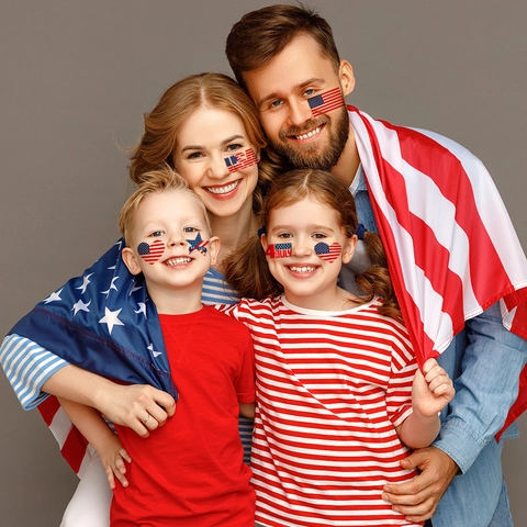 Unabhängigkeitstag Temporäre Gesichtstattoos US Flagge Patriotisch USA Vierter Juli Party Aufkleber Für Gesicht Körper