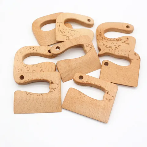 Coltello Giocattolo Legno Bambini Montessori Strumento Taglio Sicuro Per Frutta Verdura Legno Faggio Forma Animale Cucina Simulazione