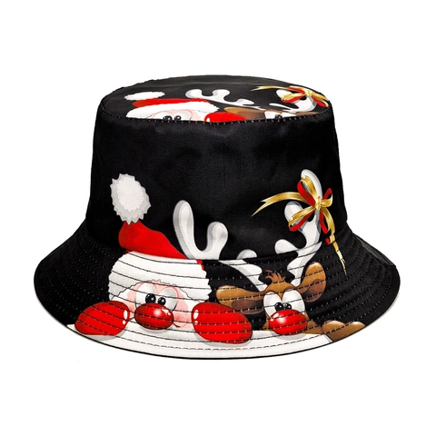 Kerst Vissershoed Kerstman Rendier Patroon Polyester Opvouwbaar Zonbescherming Casual Festival Cadeau Voor Heren Dames
