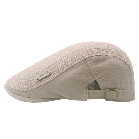 British Vintage Men Newsboy Cap Cotton Diamond Quilted Ivy Flat Cap Adjustable Retro Casual Outdoor Sunshade Hat