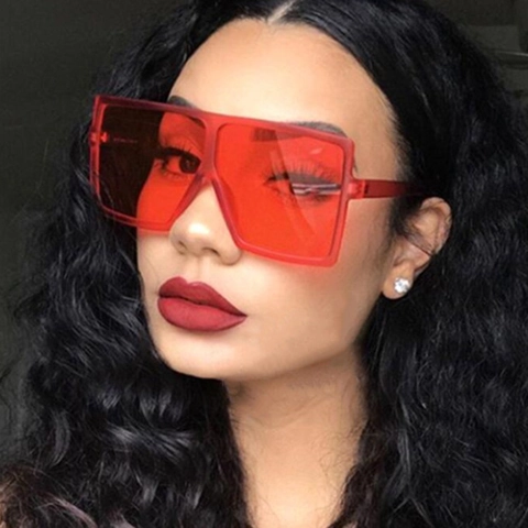 Square Oversized Sunglasses For Women Retro Trendy UV400 PC Frame AC Lens Fashion Vintage Eyewear
