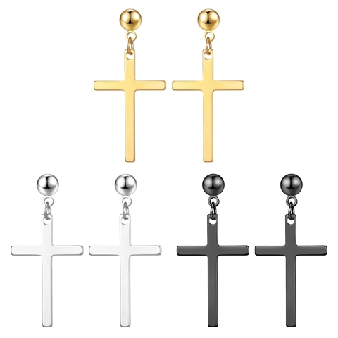 Orecchini Pendenti A Croce In Acciaio Inossidabile Minimalista Punk Gioielli Unisex